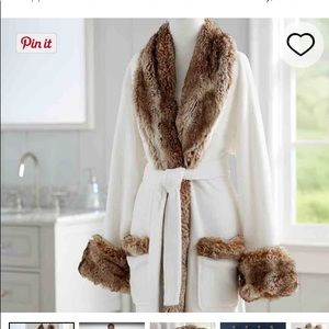 POTTERYBARN faux fur hooded robe